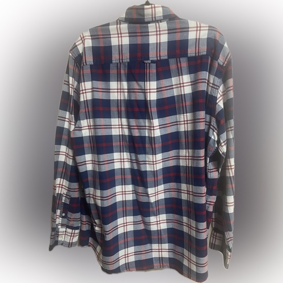 Chaps Men’s Plaid BU LS Shirt Blue Red White Size XL 100% Cotton - Picture 2 of 4